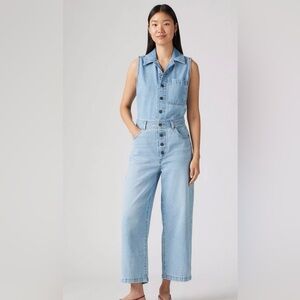 Levi Sleeveless Light Blue Denim Jumpsuit